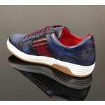 Apollo L149 'Daytona' - Vintage Navy & Burgundy Woven Leather Sneaker