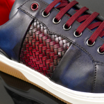 Apollo L149 'Daytona' - Vintage Navy & Burgundy Woven Leather Sneaker