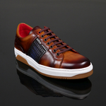 Apollo L149 'Daytona' - Vintage Tan & Navy Woven Leather Sneaker