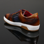 Apollo L149 'Daytona' - Vintage Tan & Navy Woven Leather Sneaker