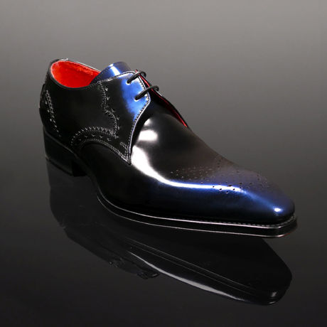 Moon 'Merlin' - Shade Blue polished leather lace up Gibson