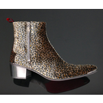 Sylvian J984 'Feline' - Leopard Print Velvet Vegan Zip Boot